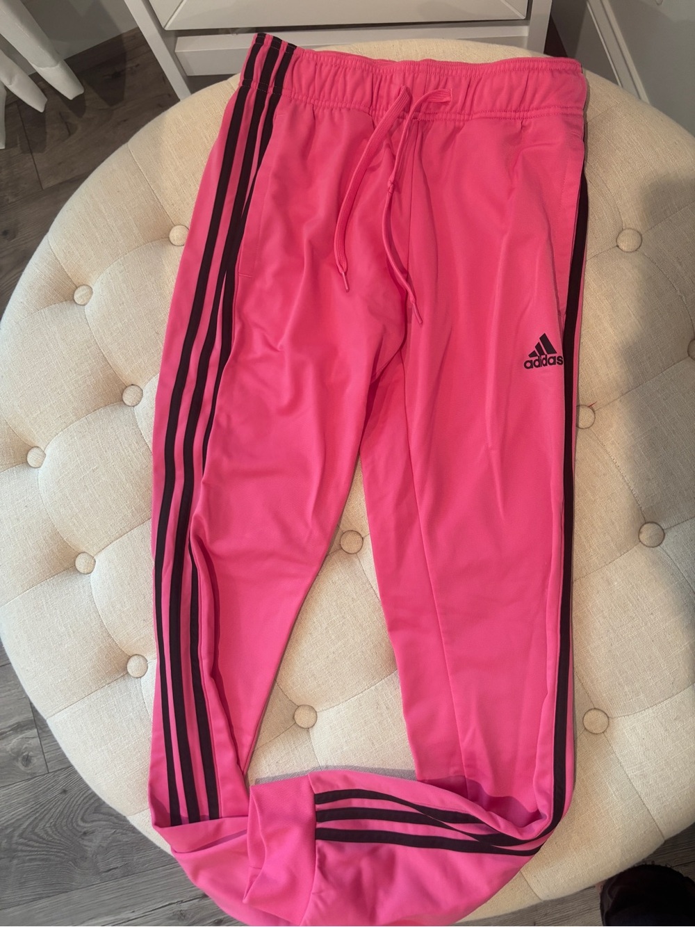 adidas Hot Pink Track Pants with Black 3-Stripes